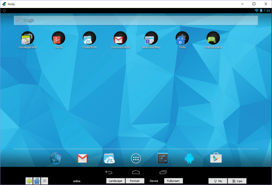 Andy OS - Android Apps on PC
