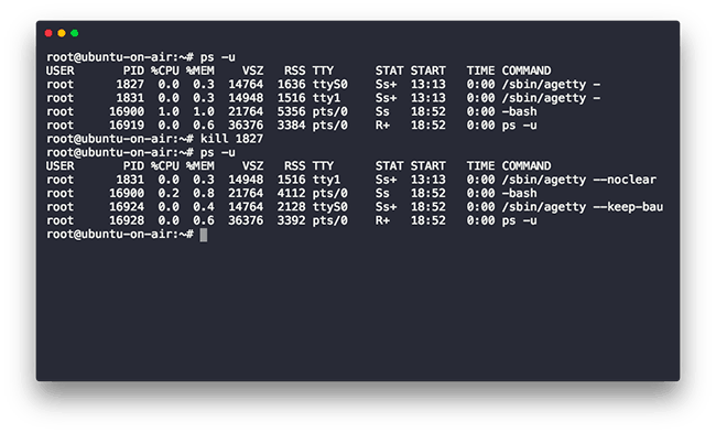 matar el comando de Linux