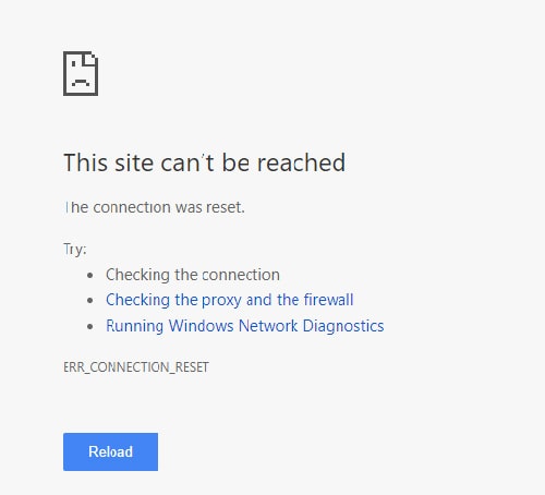 Err connection reset google chrome что делать