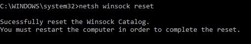 netsh winsock reset