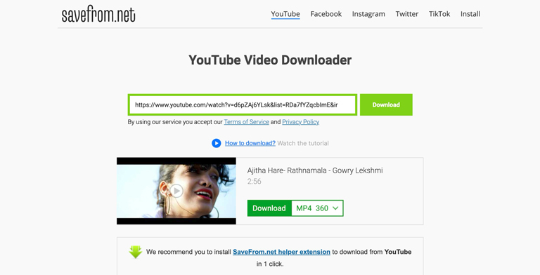 YouTube video downloader site