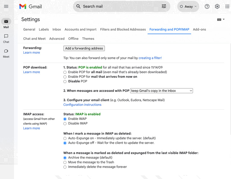 Gmail settings