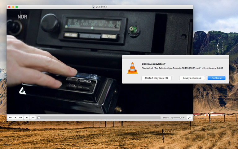 VLC media player continue playback option